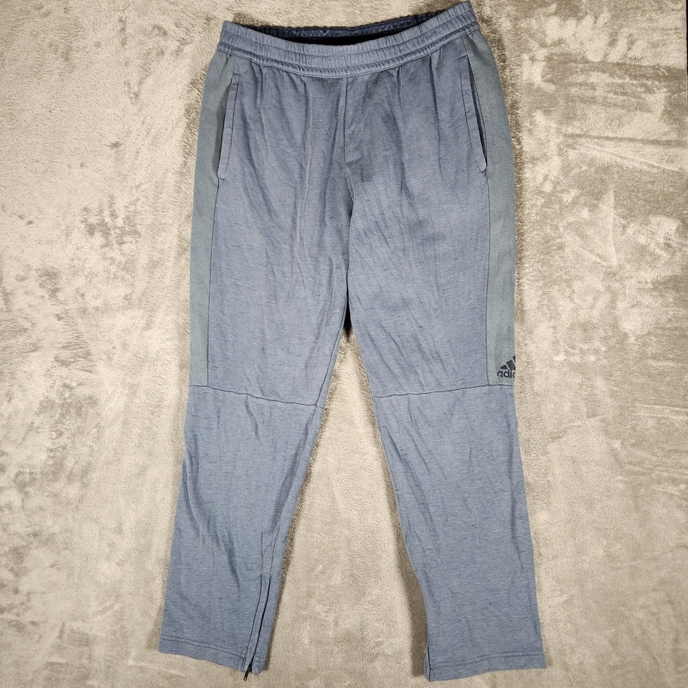 Adidas ID Stadium Pants Mens Large Blue Gray Excellent Ankle Zip FK1750